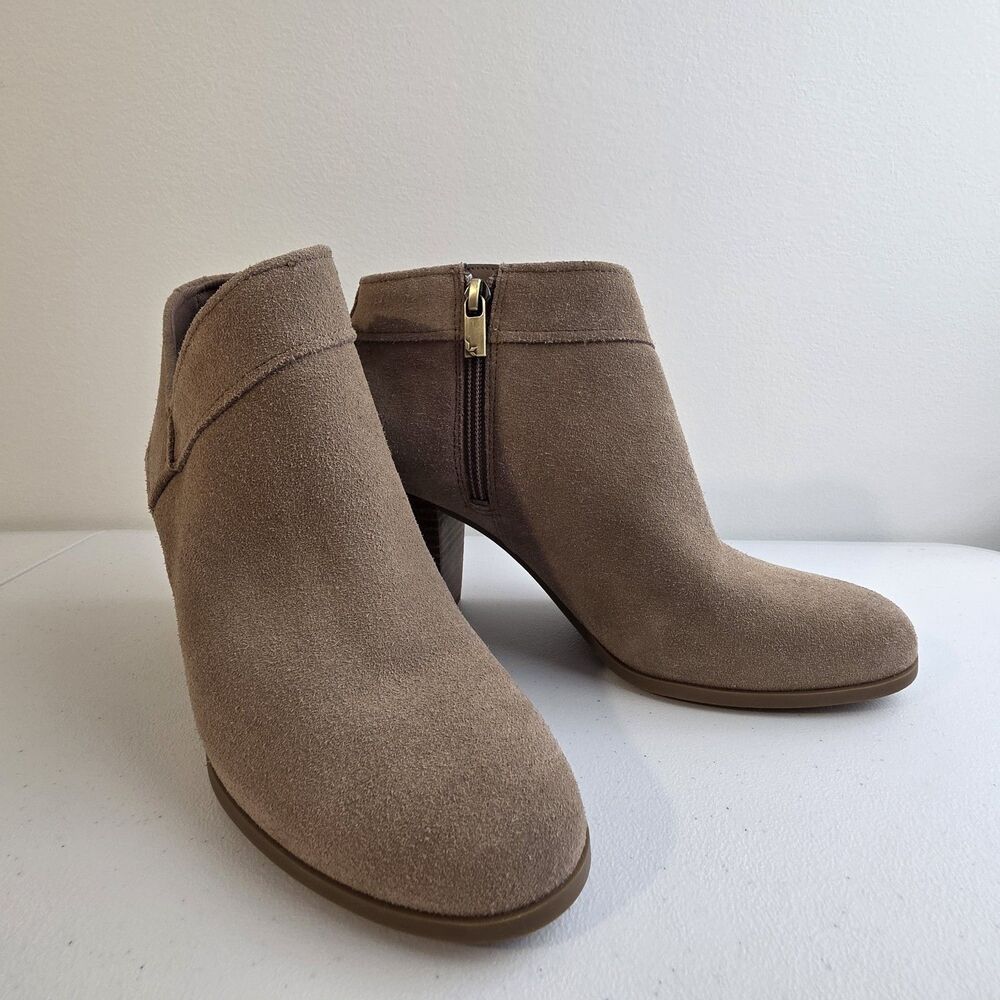 Womens Koolaburra By Ugg Amalea Taupe Brown Suede Heeled Ankle Boots Size 9 M